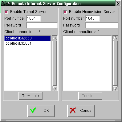 Remote internet server screen shot