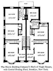 Floor-plan Drawing:
The Morris Building Company's Block of
Single Houses, with Central Heating Plant,
Brooklyn, New York.