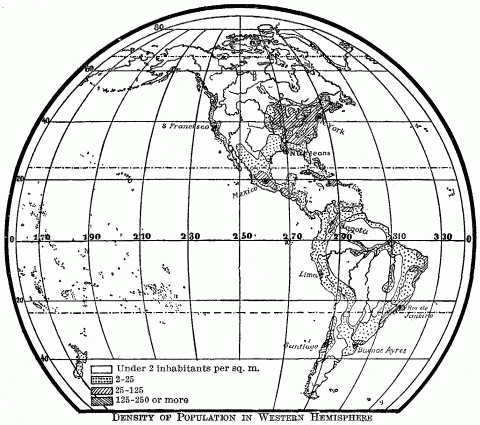 Density Of Population In Western Hemisphere