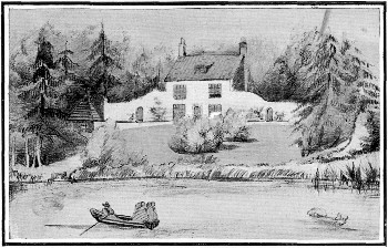 OULTON COTTAGE FROM THE BROAD

Showing the summer house on the left from a sketch by Henrietta
MacOubrey. The house which has replaced it has another aspect.