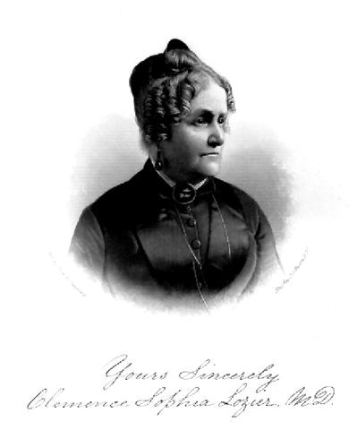 Clemence Sophia Lozier (with handwritten text "Yours
Sincerely, Clemence Sophia Lozier, M.D.")