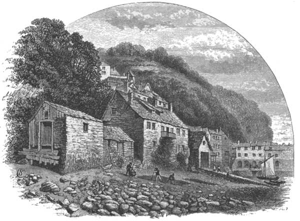 OLD HOUSES ON THE BEACH, CLOVELLY.